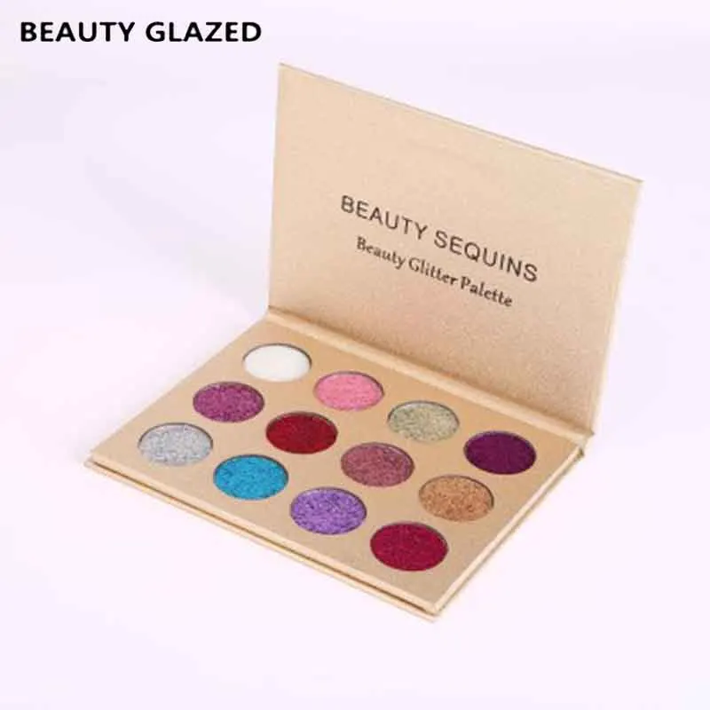 Beauty Glazed Diamond Glitter Loose Eyeshadow Palette Makeup Waterproof Long Lasting Beauty Make Up Cosmetic 12 Colors