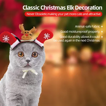 

Cat Christmas Hat Pet Holiday Christmas Costume Cats Red Elk Fancy Dress Cosplay Hat Xmas Gift Pet Accessories