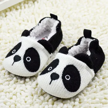 

Cute First Walker Cute Panda Pattern Baby Infant Toddler Shoes Soft Sole Fleece Winter Baby Shoes 0-18 Months 2018