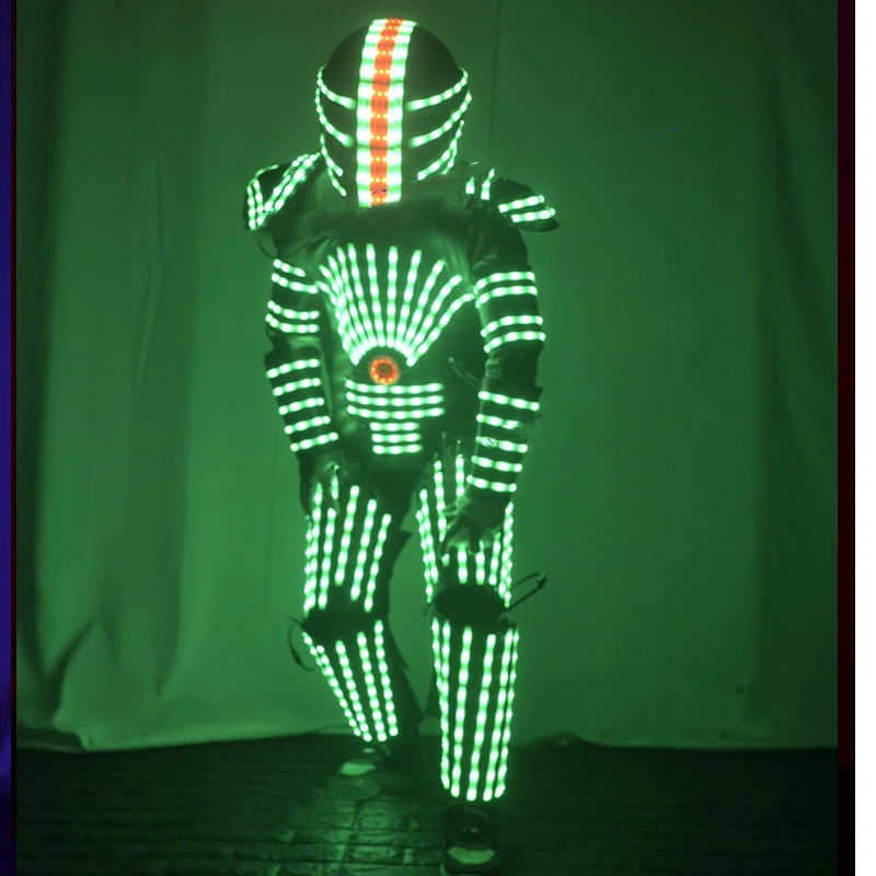 

Future led lumious robot suit stage performance light up costume helmet rgb change color LED Clothing Bar Nightclub