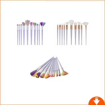 

10 Pcs Unicorn Makeup Brushes Sets Maquiagem Foundation Powder Cosmetic Blush Eyeshadow Women Beauty Glitter Make Up Brush Tools
