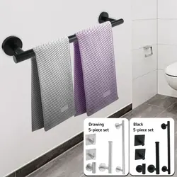 5Pcs Towel Rack SetStainless Steel Bathroom Hardware Wall Mounted Towel Bar Include 16 Inch Hand Toilet Paper Holder 3 Hooks
