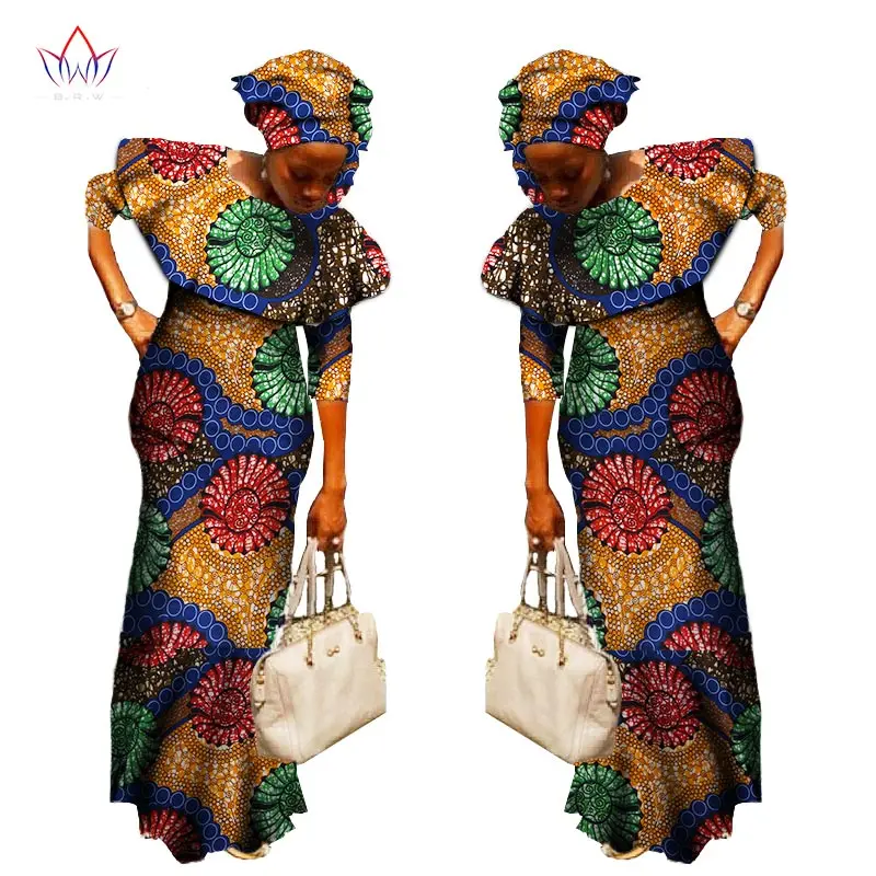 2019 Анкара новая традиционная базенская riche африканская Женская одежда с круглым вырезом Дашики хлопок длинное платье плюс размер Дамская