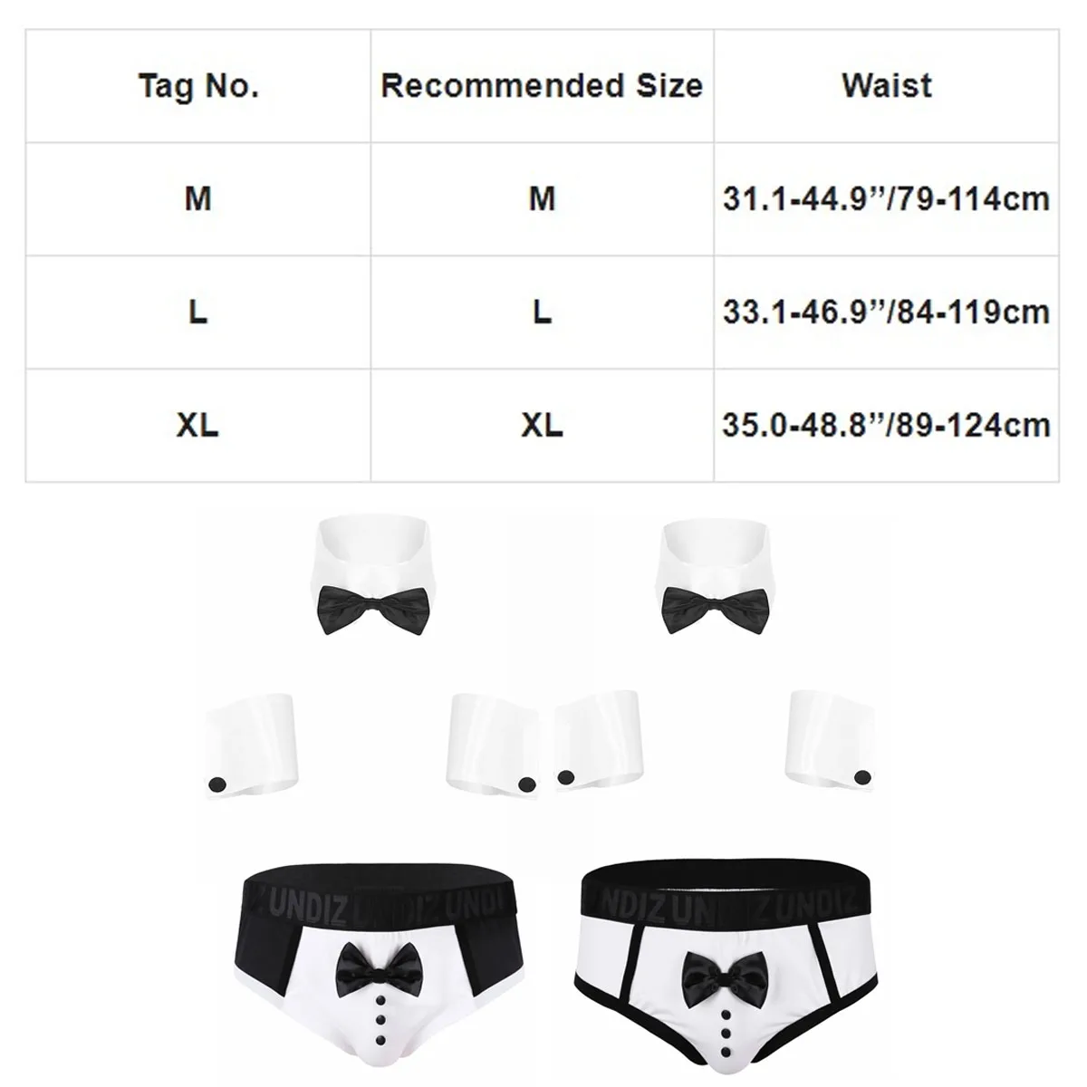 Mens Lingerie Set Bowknot Collar Cuffs Briefs Outfits Gay Male Rave Party Clubwear Men Lingerie Set