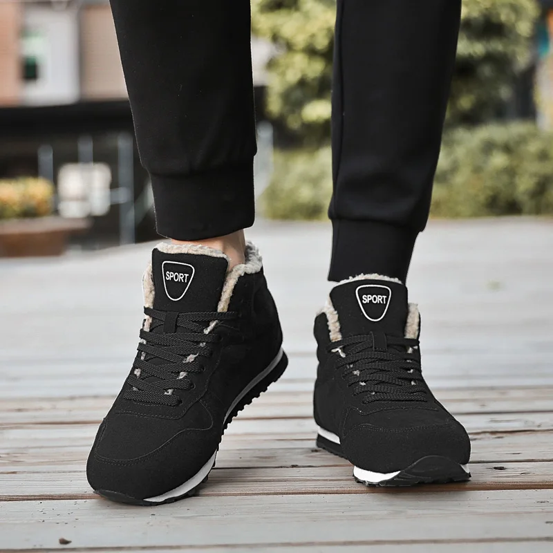 

Winter Snow Boots Men Shoes with Warm Fur Leather Shoes Men Comfortable Ankle Boots Men Shoes Big Size Sneakers Botas Hombre