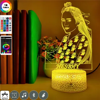 

Led 7 Colors Asian Beauty 3d Night Light Christmas Holiday Gifts Girl Bedroom Decoration Popular Cool Blurtooth Speaker Lamp
