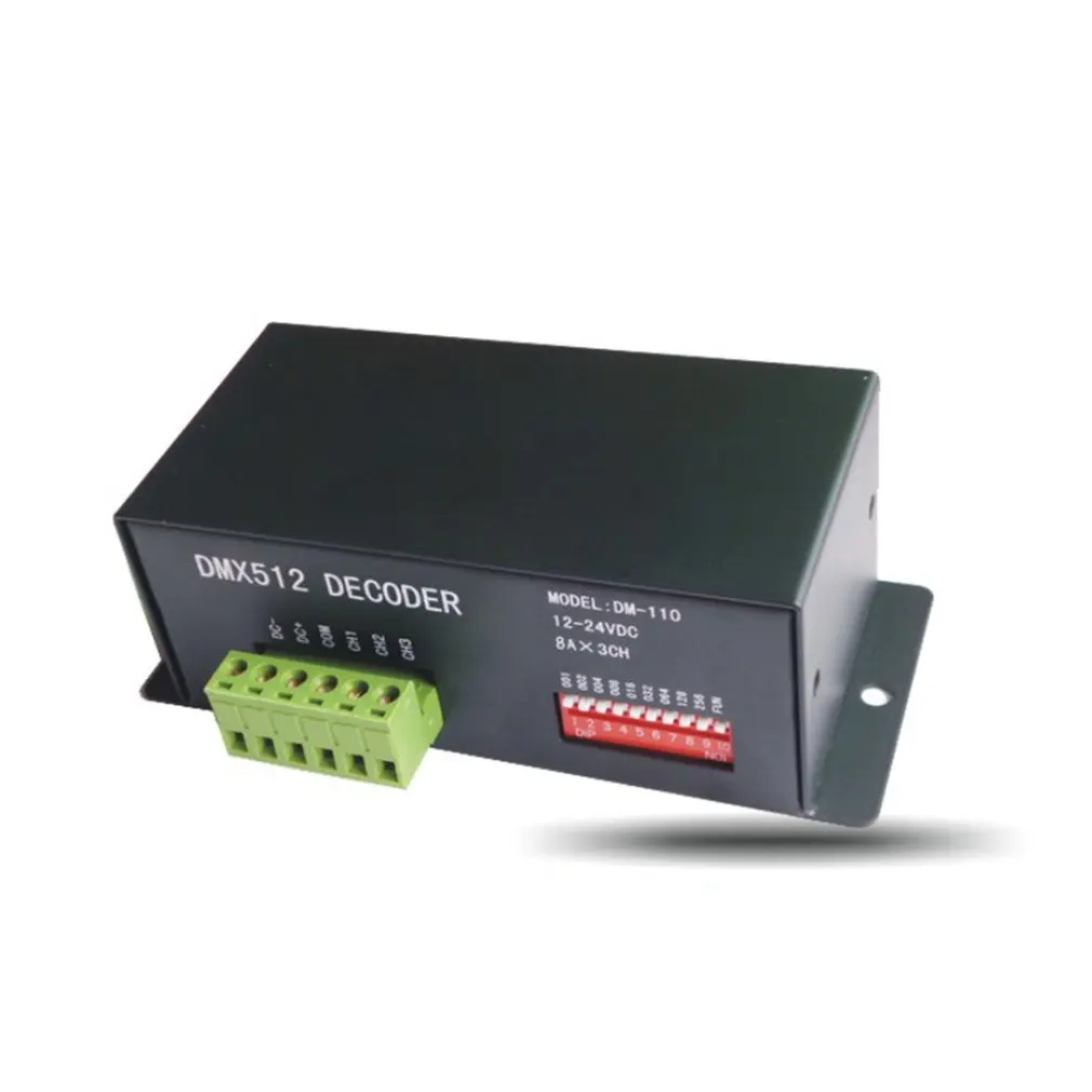 Dm-110 3 Ch Easy Dmx декодер постоянного напряжения Dc9-24V вход 3Ch* 5A выход с Dip переключатель Декодер контроллер