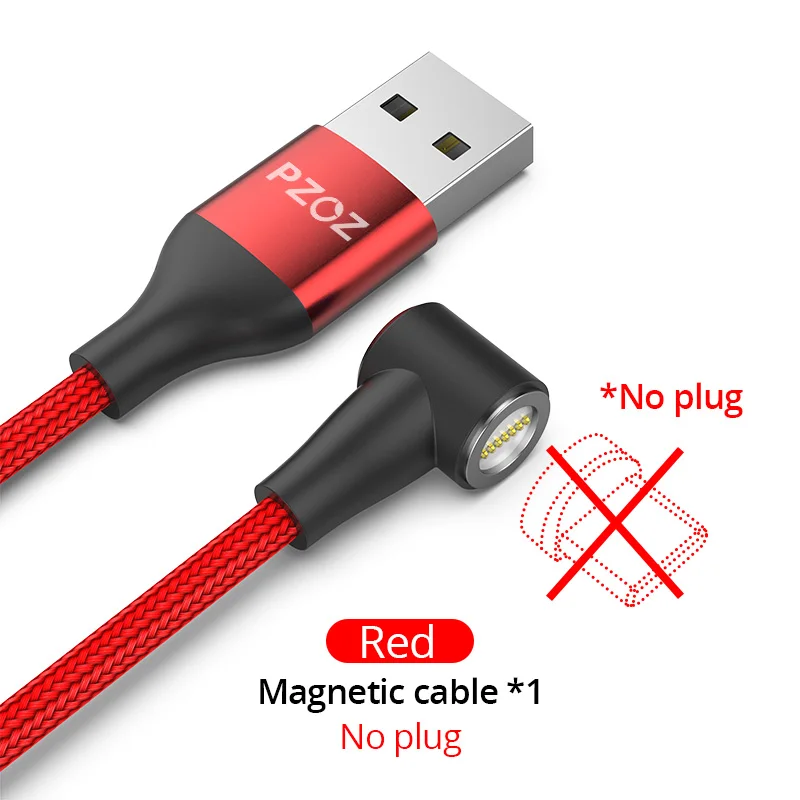 PZOZ Магнитный Micro USB кабель Магнитный usb type C для iphone 11 pro xiaomi Быстрая зарядка usb c кабель магнит зарядное устройство type c кабель - Цвет: 90 Degree 1m Red