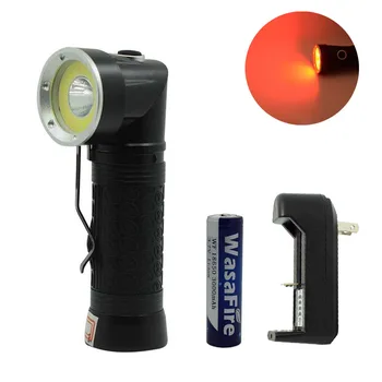 

Foldable COB LED Flashlight XM-L T6 Magnetic Working Light White Red Lamp Torch Hunting Lanterna with 18650 Battery+Charger