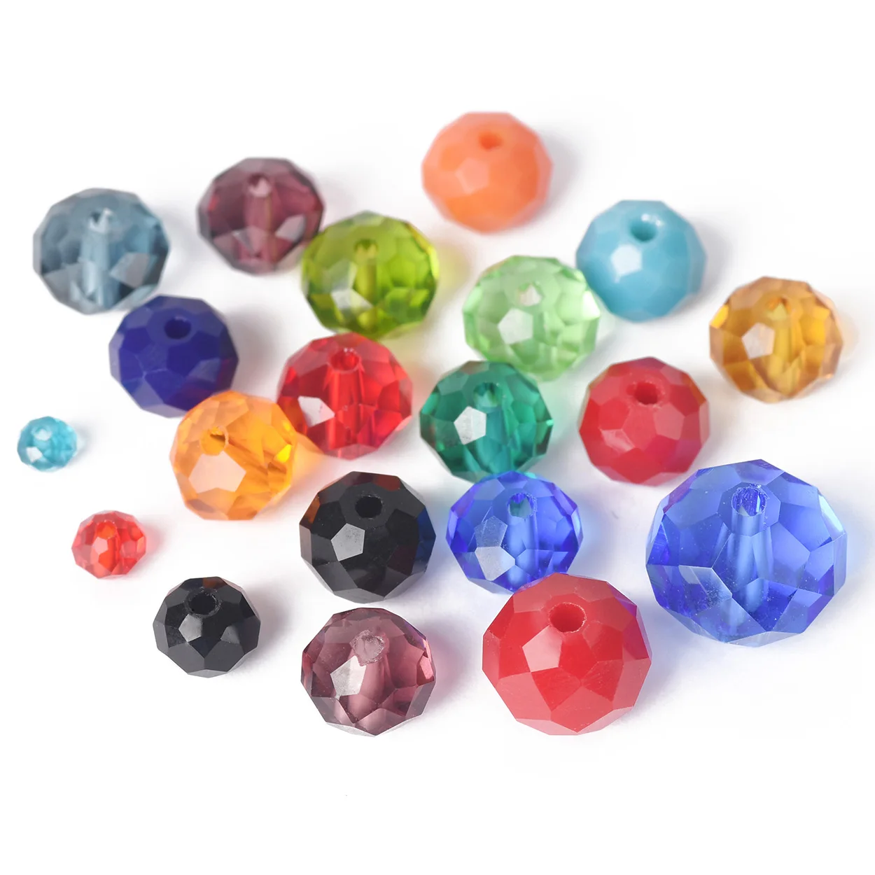 Perles Rondelles Facettées en Verre de Cristal Tchèque Couleur Unie 3x2mm 4x3mm 6x4mm 8x6mm 10x7mm 12x8mm pour la Fabrication de Bijoux DIY