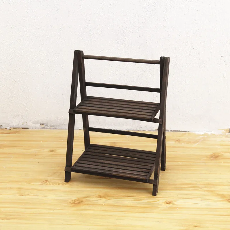 

American-Style Ladder Double Layer Solid Wood Flower Stand Balcony Living Room Floor Wall Succulent Bonsai Shoe Rack Showcase De