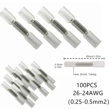 

50PCS Waterproof Heat Shrink Wire Crimp Connectors Electrical Wire Splice Cable Crimping Terminals For 26-24AWG 0.25-0.5mm2