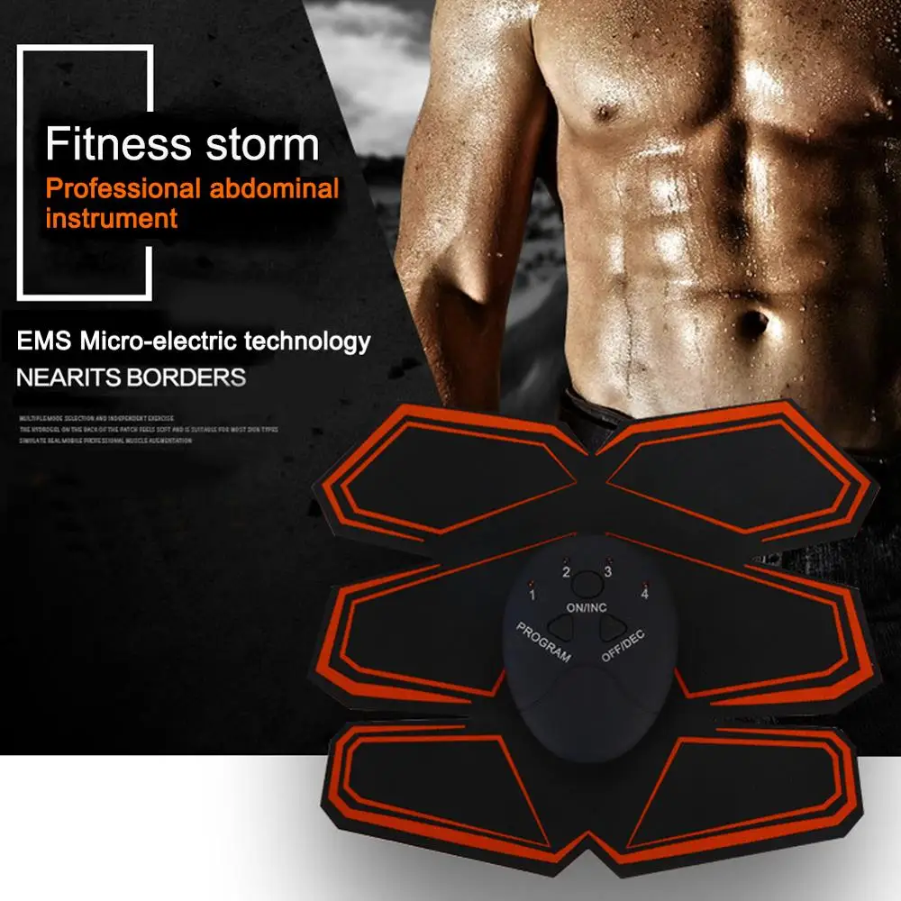 Battery Electric Muscle Training Gym Smart Fitness Equipment Stimulator Abdominal Tool Slimming Body Building | Спорт и развлечения