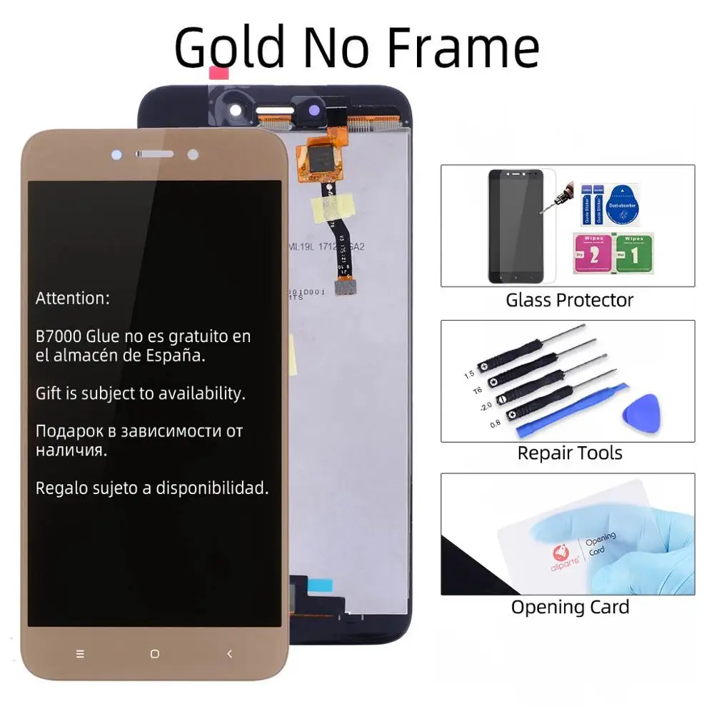 No Frame Gold Дисплей для Xiaomi Redmi 5A LCD в сборе с тачскрином на рамке 5.0'' черный белый золото - Цвет: No Frame Gold