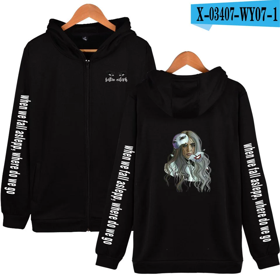 Billie Eilish мужские женские худи толстовки с капюшоном куртки мужские флисовые уличные теплые спортивные пальто с капюшоном бархатная Толстовка - Цвет: E black