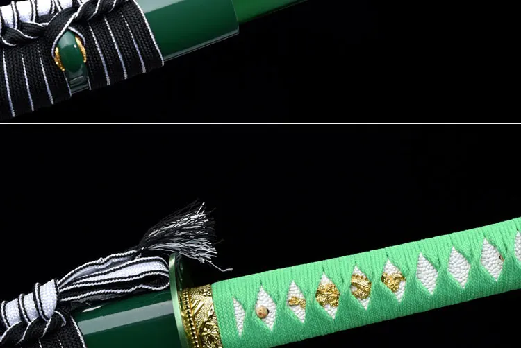 Katana Sword Real Japanese Samurai Swords Katana with Green Saya 1065 Carbon Steel Sharp Blade