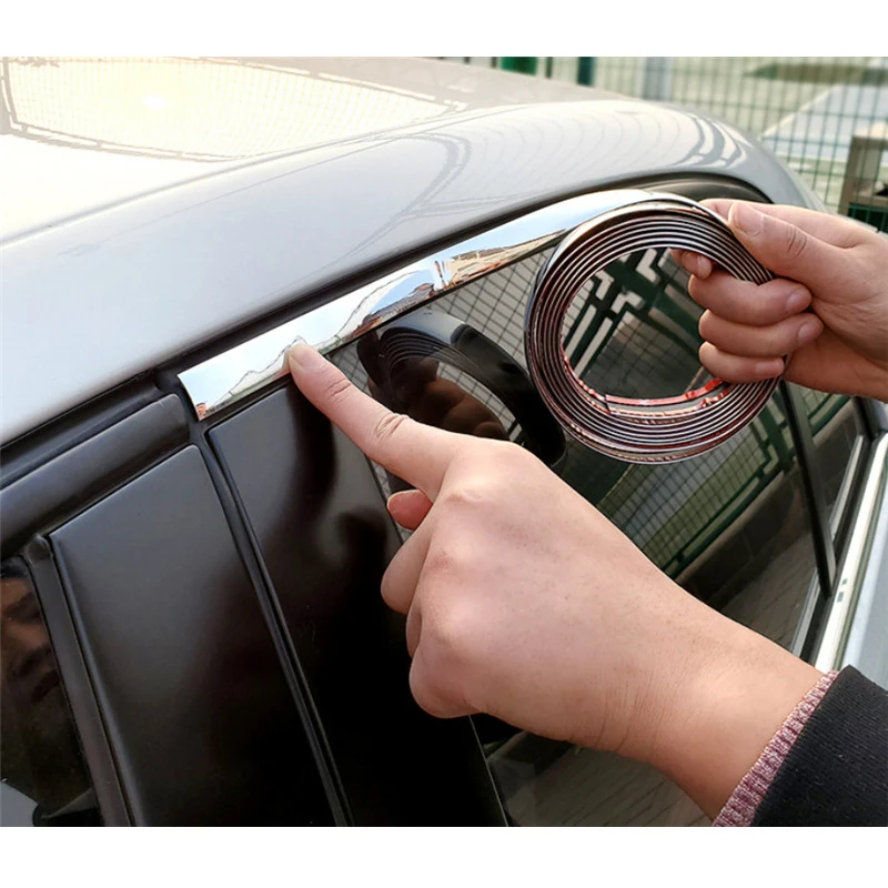 Silver Car Chrome Styling Decoration 13M Moulding Trim Strip Tape Auto DIY Protective Sticker 6mm 8mm 10mm 12mm 15mm 20mm 30mm