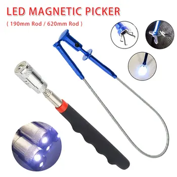 

190mm/ 620mm Telescopic Magnet Pick Up Tool Flexible Long Reacher Garbage Trash Grabber Tool With LED Light Magnetic Picker
