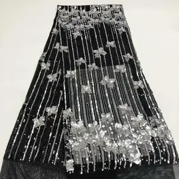 

African sequins Lace Fabric High Quality Lace Material /French Lace Fabric Nigerian Tulle Mesh Lace Fabrics FR915