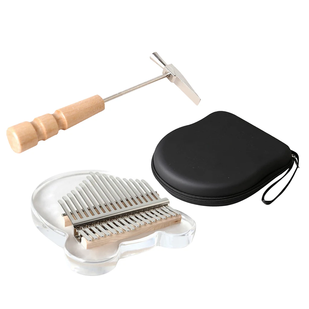 Kalimba 17 Key Thumb Piano Transparent Finger w/ Tune Hammer &amp Case Hand Percussion Instruments Gift Toys for Kids | Спорт и