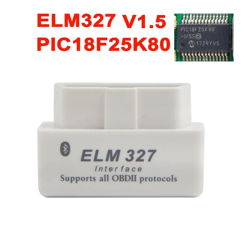 Мини ELM327 V1.5 PIC18F25K80 Bluetooth OBD2 сканер Диагностический адаптер ELM 327 v1.5 OBD OBDII считыватель кодов сканирующий инструмент для ATAL - Цвет: V1.5 White