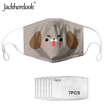 

Jackherelook Anti-dust Mask Women Mouth Mask with 7Pcs Filters Lovely Big Dog Face Print Elastic Breathable Reusable Mask
