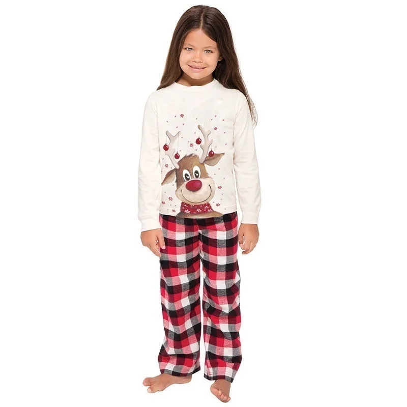 Christmas Pajamas for Family Home Wear Parent-child Elk Print Long-sleeved Pajamas Matching Family Outfits