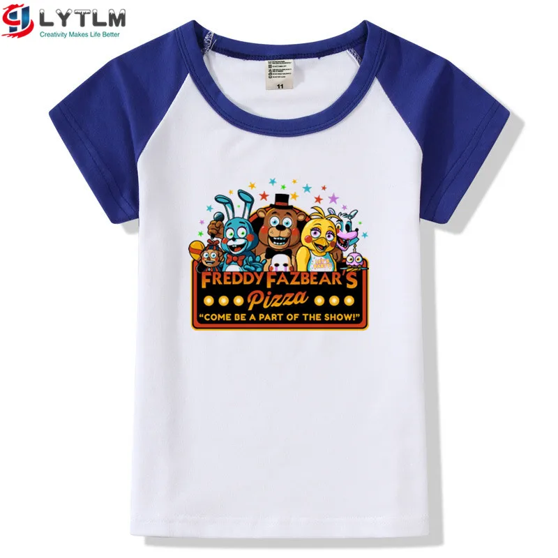 LYTLM/Топы И Футболки Для девочек, футболка с принтом «пять ночей с Фредди», одежда FNAF, летний топ в Корейском стиле, 14 лет, футболка XXX, Enfant Garcon - Цвет: DX Raglan Blue
