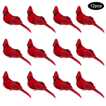

12pcs Artificial Bird Garden Green Plant Home Decoration Clip Prop Manufacturer Direct Feather Flapper Handicraft Bird