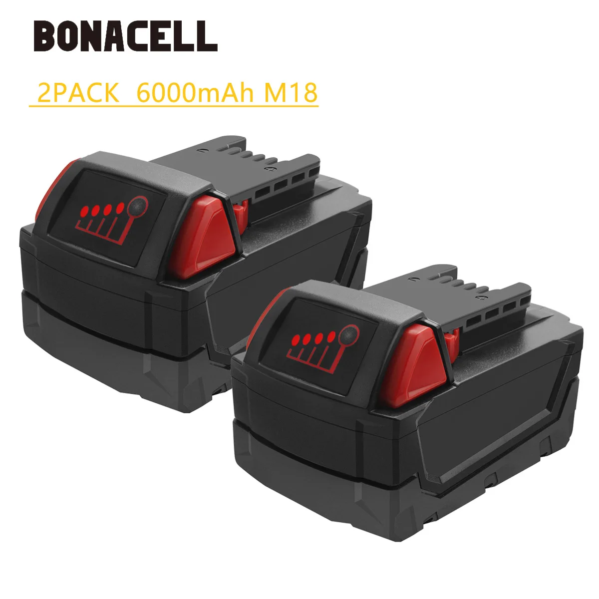 Bonacell 18V 9000 мА/ч, M18 XC литий-ионная Батарея для Милуоки 48-11-1815 M18B2 M18B4 M18BX L30 - Цвет: 2PACK 6.0Ah