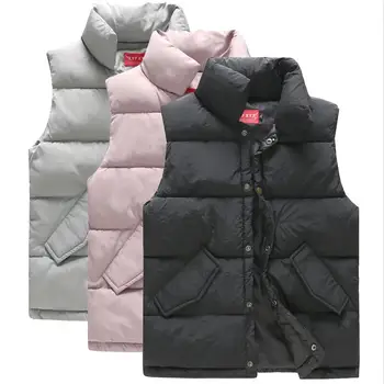 

Plus Size 3XL Women's Warm Vest 2020 New Vests Women Sleeveless Jacket Short Slim Stand-up Collar Waistcoat Women Coat Black