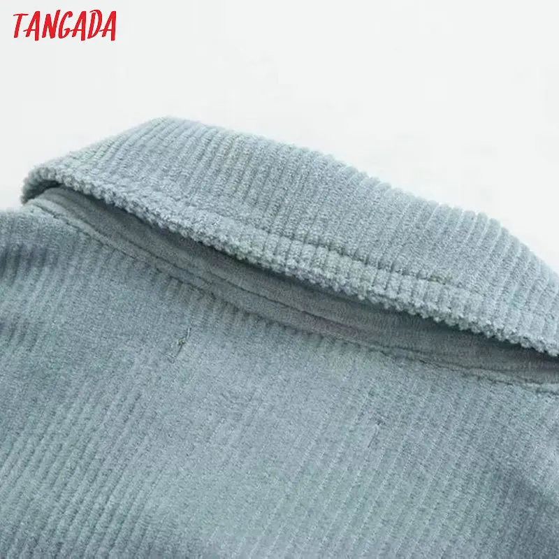 Tangada осень зима женские вельветовые куртки больших размеров с карманами Высокая уличная Женская Повседневная Свободная куртка Верхняя одежда Топы 4M56