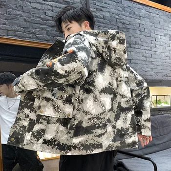 

2020 spring and autumn new fashion printing camouflage jacket hooded Slim jacket Cotton men's jacket thin men's clothing 4XL