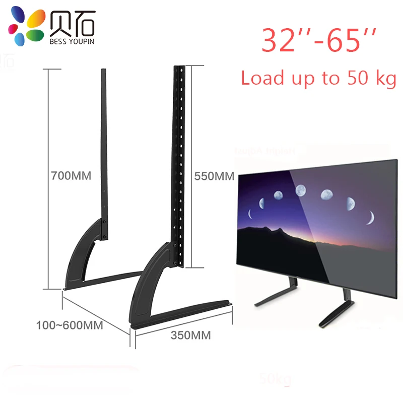 Soporte Universal para TV, Base para pantalla plana LCD de Plasma de 32-65 altura ajustable, soporte para Monitor, carga de hasta 50 kg - hiperBUY