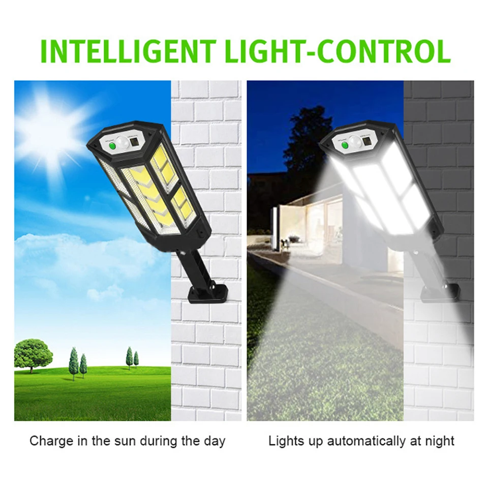 Solar Sensor Wall Lamp 3 Modes Bright LED New Outdoor Garden Lighting Street Lamps Waterproof Sunlight  With Remote Control