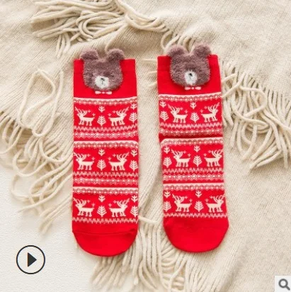 Детские рождественские носки; подарок Санта Клауса; забавные рождественские носки унисекс для девочек и женщин - Цвет: D