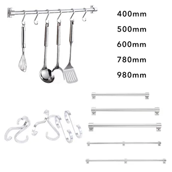 

Aluminium Kitchen Railing Hanging Rack Wall Mounted Rustproof Hat Holder With 6/8/10Hooks Door Bathroom Hook Home Storage Holder