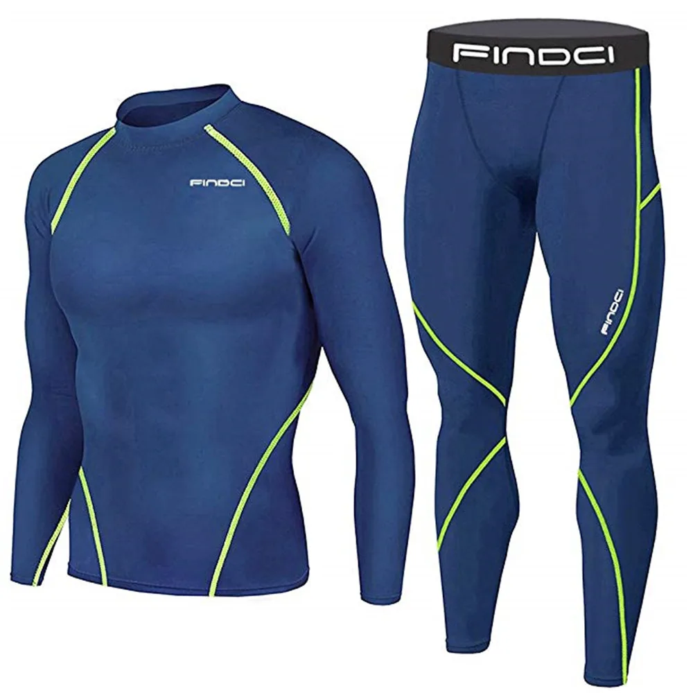 Findci Men Compression Tops Tight Trousers Long Sleeve Shirts Long