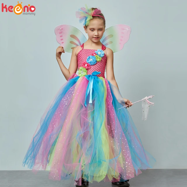 Vestito da Tutu fata fiore autunnale per ragazze fatte a mano per bambini  Glitter Sparkle Tulle Pageant abito da ballo festa di Halloween Costume da  turchia - AliExpress