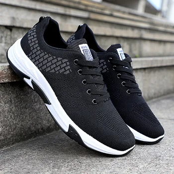 

Mesh men's new flying woven casual trend student board shoes with breathable lightweight men's shoes