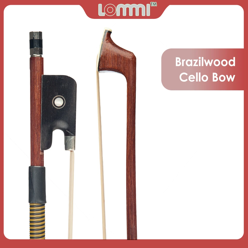 LOMMI 4/4 풀 사이즈 첼로 보우 팔각 스틱 에보니 개구리 파리 아이 인레..
