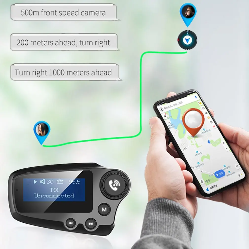 Bluetooth V5.0 беспроводной fm-модулятор подключение 2 телефонов автомобильный mp3-плеер 3,5 мм AUX play поддержка TF usb флешка музыка