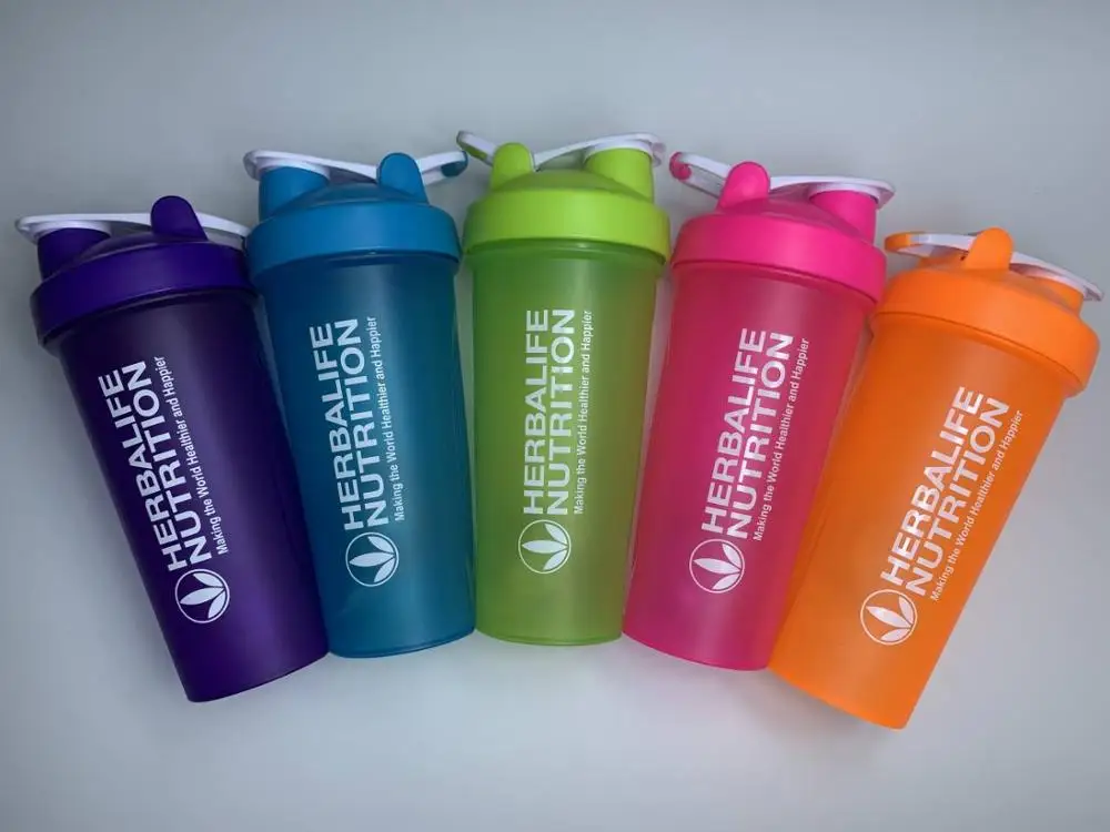 Multi-Colors 600ml Portable Herbalife Nutrition BPA-Free Tumbler Shaker Bottles Cups With Stainless Stell Wire Whirsks