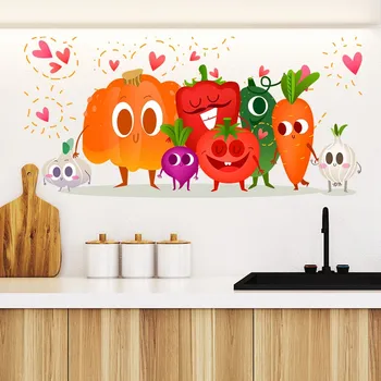 

1# Funny Carrot Green Pepper Pumpkin Wall Sticker Creative Children's Bedroom Cartoon Vegetable Wall Sticker Decorative Films