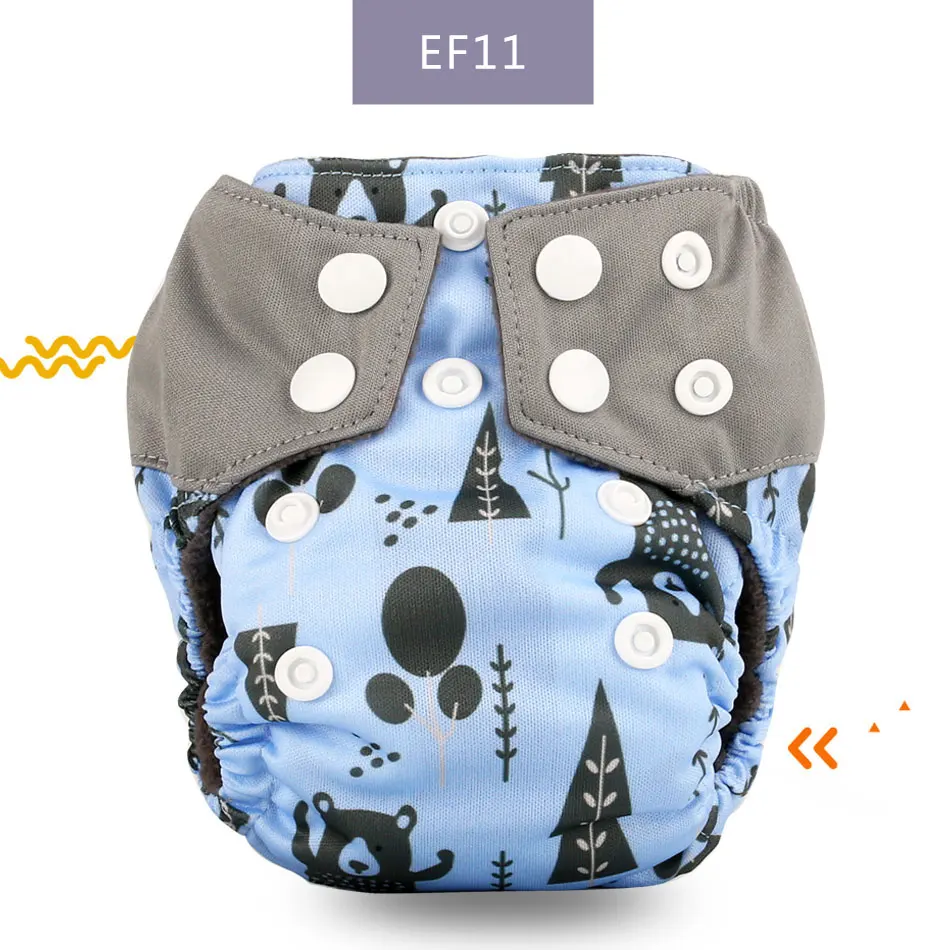 EF11-newborn diaper Elinfant пеленки для новорожденных с бамбуковым углем, aio, тканевые подгузники с пуговицами для живота, подходят для 0-3 месяцев - Цвет: EF11-newborn diaper
