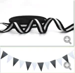 12 pcs Black White Pennants 1M Black White Ribbon Hang Garland Decoration Supplies Bunting Banner birthday party Flags