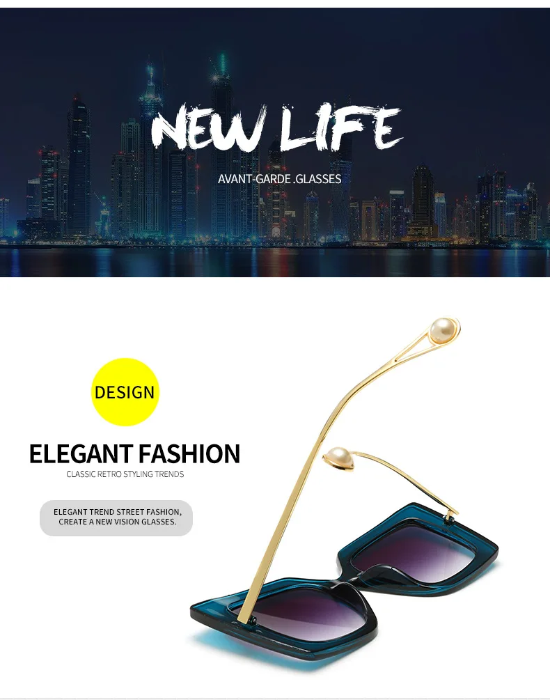 Новинка, европейский и американский тренд, солнцезащитные очки в уличном стиле, модные солнцезащитные очки с квадратным жемчугом, женские солнцезащитные очки UV400