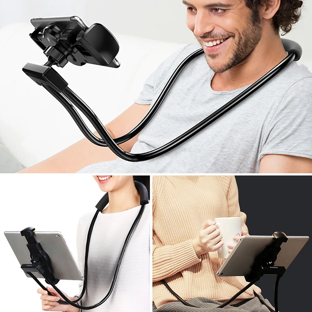 

Universal 360 Degree Rotation Telescopic Phone Holder Multi-Function Lazy Plastic Phone Holder Hanging On Neck Portable Stand