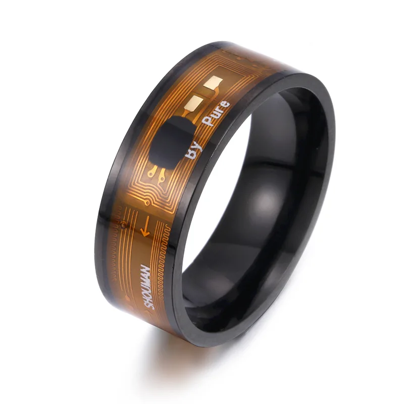 Black NFC смарт-кольцо, новая технология, водонепроницаемый Титановый стальной кольцо из нержавеющей стали 316L, мужские ювелирные изделия, мужское кольцо для телефона, умные аксессуары - Цвет основного камня: Black