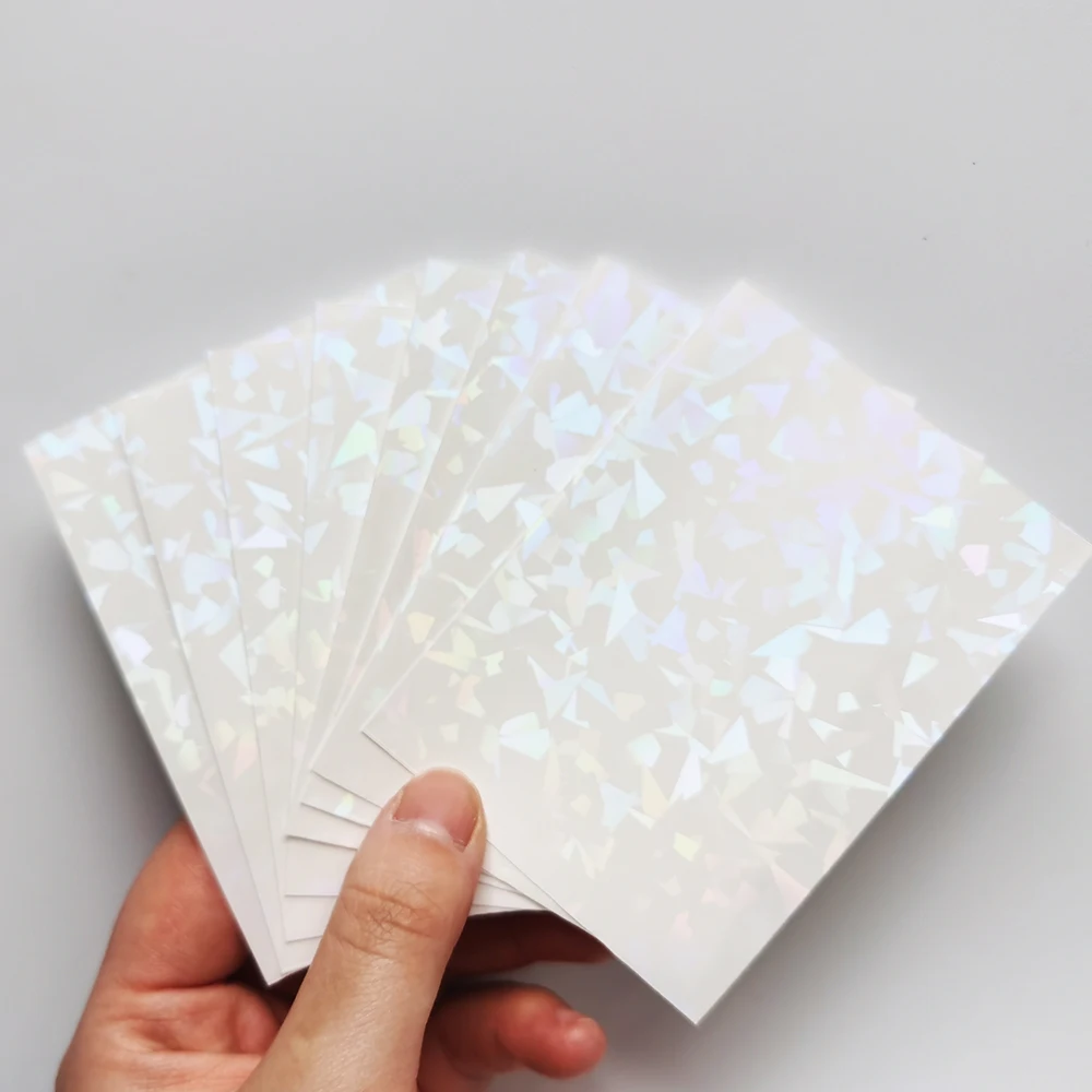 100 PCS/LOT 66x91mm White Broken Gemstone Glass Laser  Gaming Cover Film Holographic Korea Idol Photo Protector Card Sleeves